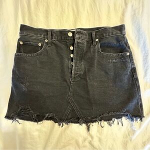 Agolde Black Raw-cut Hem Denim Skirt - Size: 32